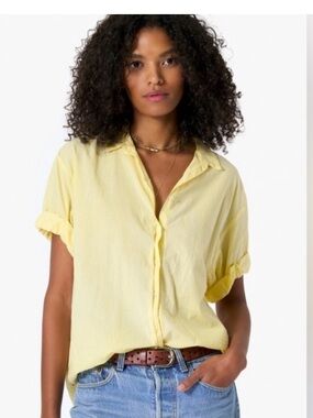 Xirena Channing Shirt Bright Yellow Tissue Cotton Boxy Oversized Blouse XS